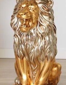 LEONE SAMBA IN CERAMICA FOGLIA ORO STATUA SCULTURA ARREDO CASA TIGRE PANTERA