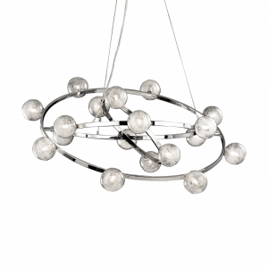 ORBITAL LAMPADARIO SOSPENSIONE IN CROMO E SFERE DI VETRO 18 LUCI