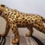 PANTERA-TROPICALE-LEOPARDO-SU-4-ZAMPE-CERAMICA-FOGLIA-ORO-MACCHIE-CON-CRISTALLI-152474247765