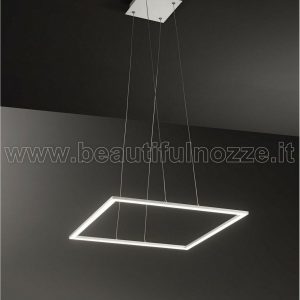 QUATTRO LAMPADARIO SOSPENSIONE QUADRATA IN ALLUMINIO SATINATO BIANCO A LED