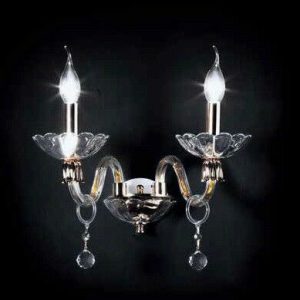 ROXANNE APPLIQUE LAMPADA DA PARETE IN VETRO SOFFIATO E FINITURE ORO 2 LUCI