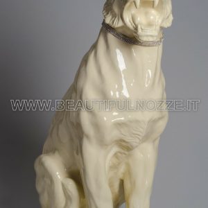 TIGRE GIGANTE SEDUTA IN CERAMICA COLOR CREMA CON CRISTALLI SWAROVSKI