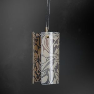 TRAVIS LAMPADARIO SOSPENSIONE MODERNO STRUTTURA VETRO TORTORA GRIGIO 1 LUCE 60W