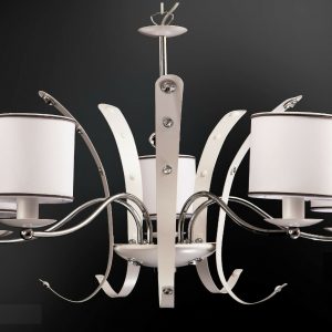 TRISTAND LAMPADARIO SOSPENSIONE MODERNO STRUTTURA CROMO E BIANCA 5 LUCI 40W