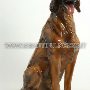 CANE SETTER SEDUTO IN CERAMICA MARRONE ANIMALI ARREDO CASA