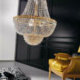 LAMPADARIO-IMPERO-AMSTERDAM-CON-CRISTALLI-TRASPARENTI-STRUTTURA-OROCROMO-5-LUCI-152960107936