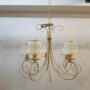 LAMPADARIO-SOSPENSIONE-IN-FERRO-BATTUTO-PANNA-CON-PARALUMI-IN-TESSUTO-5-LUCI-152983461926