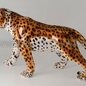 LEOPARDO SAVANA IN CERAMICA COLORATA CON MACCHIE