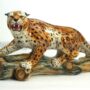 LEOPARDO-SU-TRONCO-IN-CERAMICA-CON-MACCHIE-ANIMALI-PANTERA-LEONE-ARREDO-CASA-162877657466