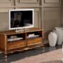MOBILE-BASSO-PORTA-TV-IN-LEGNO-NOCE-E-FOGLIA-ORO-SOGGIORNO-SALONE-ARREDO-CASA-153237392896