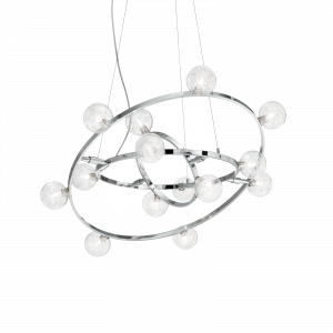 ORBITAL LAMPADARIO SOSPENSIONE 14 LUCI IN CROMO E SFERE DI VETRO