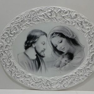 QUADRO SACRA FAMIGLIA DA PARETE IN LEGNO CRISTALLI E GLITTER ARREDO CASA SALA