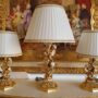 TRIS-LUMI-LAMPADE-IN-LEGNO-E-CERAMICA-FOGLIA-ORO-E-AVORIO-CON-PARALUME-162771038716