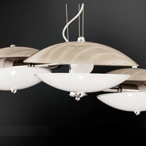 TRISTAM LAMPADARIO SOSPENSIONE MODERNO CON VETRO TORTORA E BIANCO 3 LUCI 60W