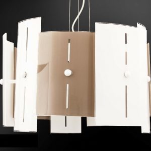 VERE LAMPADARIO SOSPENSIONE MODERNO STRUTTURA CROMO VETRO TORTORA BIANCO 6 LUCI