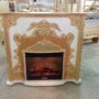 CAMINETTO-ELETTRICO-CON-STUFA-RISCALDANTE-BIANCO-ORO-LEGNA-FIAMMA-EFFETTO-OTTICO-161961434457