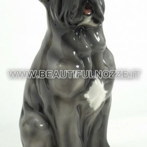 CANE MASTINO NAPOLETANO MEDIO SEDUTO IN CERAMICA COLORATA ANIMALI ARREDO CASA