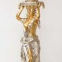 COLONNA-CON-DONNA-CON-CUSCINO-E-LAMPADA-IN-CERAMICA-FOGLIA-ORO-ARGENTO-STATUA-162165027077