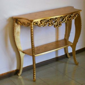 CONSOLLE IN LEGNO FOGLIA ORO ENTRATINA SOGGIORNO ARREDO CASA