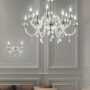 DIDO-LAMPADARIO-8-LUCI-IN-VETRO-CON-CRISTALLO-E-METALLO-ORO-OPPURE-CROMO-153856506837