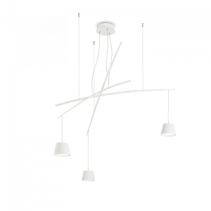 FISH LAMPADARIO SOSPENSIONE 3 LUCI IN METALLO BIANCO OPACO