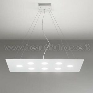 FLET LAMPADARIO SOSPENSIONE RETTANGOLARE GRANDE ALLUMINIO BIANCO OPACO 10 LUCI
