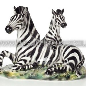 GRUPPO ZEBRE IN CERAMICA COLORATA LEONE PUMA PANTERA ARREDO CASA