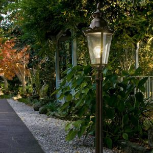 LAMPADA DA TERRA DA ESTERNO 1 LUCE LANTERNA GIARDINO LEGA IN ALLUMINIO NERO ORO