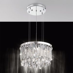 LAMPADARIO MODERNO 7 LUCI LAMPADA SOFFITTO PLAFONIERA SOSPENSIONE ACCIAIO CROMO