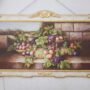 QUADRO-CORNICE-IN-LEGNO-PANNA-E-FOGLIA-ORO-TELA-CON-FRUTTA-ARREDO-CUCINA-SALOTTO-163266351097