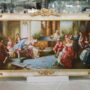 QUADRO-IN-LEGNO-AVORIO-FOGLIA-ORO-E-CRISTALLI-SOGGIORNO-SALA-DA-PRANZO-152566407957
