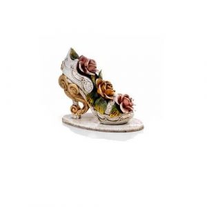 SCARPA MOY FULL ROSES IN CERAMICA LAVORATA A MANO AVORIO DECORO FOGLIA ORO