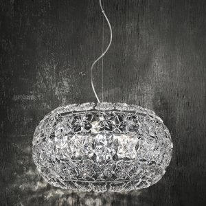 WYATT LAMPADARIO SOSPENSIONE IN ACRILICO E CROMO LUCIDO