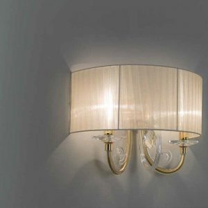 CASTRO APPLIQUE CON BRACCI IN CRISTALLO E PARALUME IN ORGANZA 2 LUCI X 40W