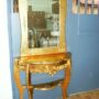CONSOLLE-E-SPECCHIO-IN-LEGNO-DECORO-FOGLIA-ORO-ENTRATINA-SOGGIORNO-ARREDO-CASA-152232833738