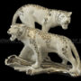 COPPIA-LEOPARDI-SU-TRONCO-IN-CERAMICA-BIANCO-PLATINO-CON-CRISTALLI-SWAROVSKI-162871329278