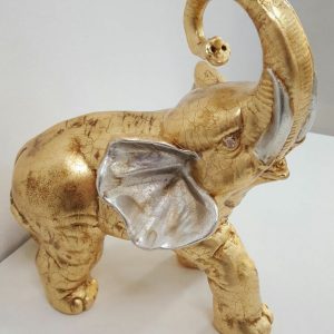 ELEFANTE PICCOLO IN CERAMICA FOGLIA ORO CON CRISTALLI ARREDO CASA SOPRAMMOBILE