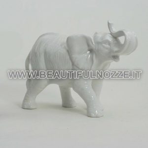 ELEFANTE SU 4 ZAMPE IN CERAMICA BIANCA LEONE PUMA PANTERA ARREDO CASA