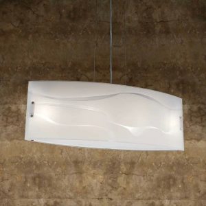 KANSAS SOSPENSIONE GRANDE IN VETRO ACIDATO E SERIGRATO 4 LUCI X 60W