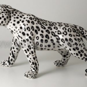 LEOPARDO SAVANA IN CERAMICA BIANCO E NERO ANIMALI ARREDO CASA