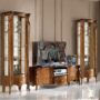 PARETE-ATTREZZATA-DUE-VETRINE-E-MOBILE-BASSO-PORTA-TV-IN-LEGNO-NOCE-163177540798