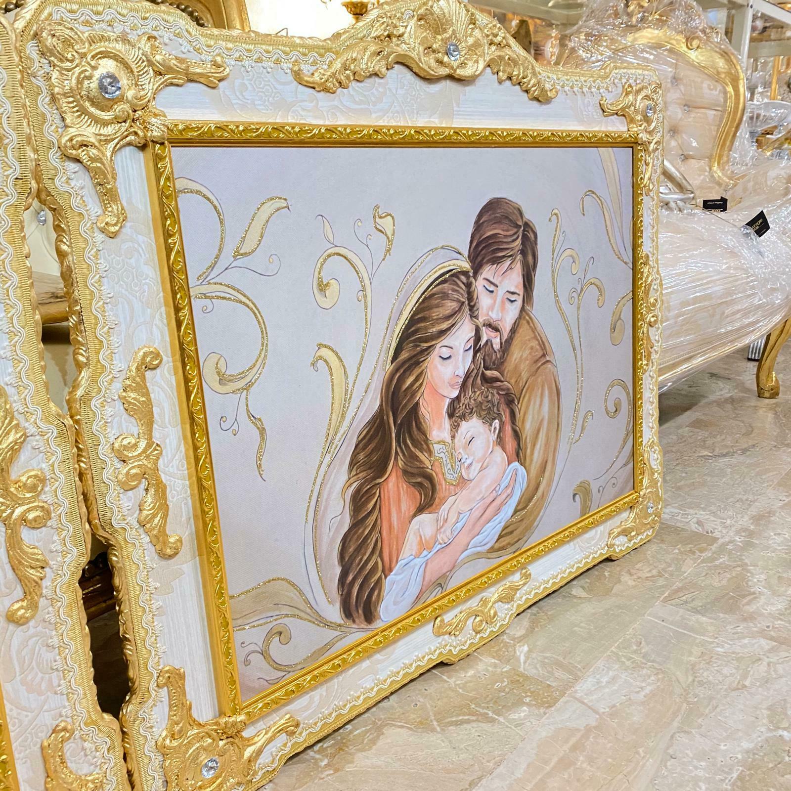 QUADRO-CAPEZZALE-SACRA-FAMIGLIA-CORNICE-IN-LEGNO-PANNA-E-FOGLIA-ORO-CAPOLETTO-164118414758-8
