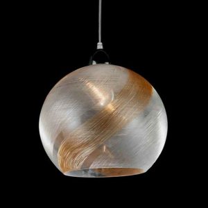SFERA LAMPADARIO MODERNO MEDIO IN VETRO DECORATO JEANSATO AMBRA 1 LUCE