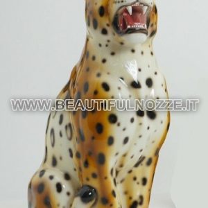 TIGROTTO MEDIO SEDUTO IN CERAMICA CON MACCHIE ANIMALI LEONE ARREDO CASA