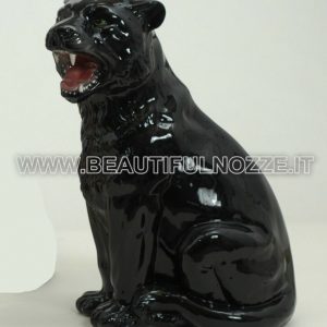 TIGROTTO RUGGENTE SEDUTO IN CERAMICA NERA ANIMALI PANTERA LEONE ARREDO CASA