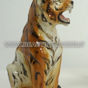 TIGROTTO RUGGENTE SEDUTO IN CERAMICA TIGRATO ANIMALI PANTERA LEONE ARREDO CASA