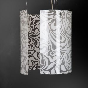 TRAVIS LAMPADARIO SOSPENSIONE MODERNO STRUTTURA VETRO BIANCO TORTORA 1 LUCE 60W