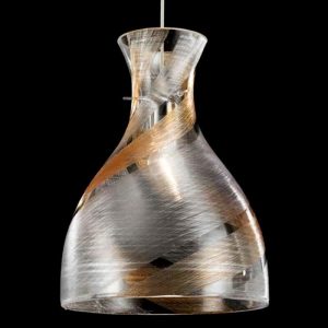 IMBUTO LAMPADARIO MODERNO MEDIO IN VETRO DECORATO JEANSATO AMBRA 1 LUCE