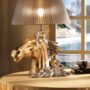 LAMPADA-LUME-TESTA-CAVALLO-IN-CERAMICA-FOGLIA-ORO-E-ARGENTO-CON-CRISTALLI-152180555649
