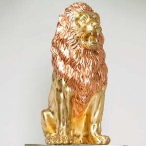 LEONE SIMBA IN CERAMICA FOGLIA ORO STATUA SCULTURA ARREDO CASA TIGRE PANTERA